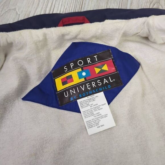 Vtg Sport Universal Rothschild Size XL 18/20 Jacket Full Zip Snap Front Red Blue - Picture 7 of 9